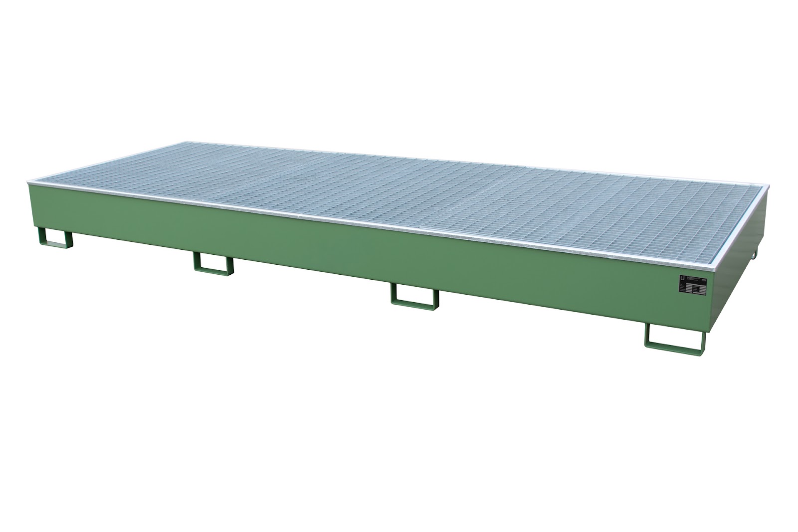 Stellingopvangbak met PE-binnenbak&nbsp;RW-GR 3600-3 PE, gelakt, Resedagroen