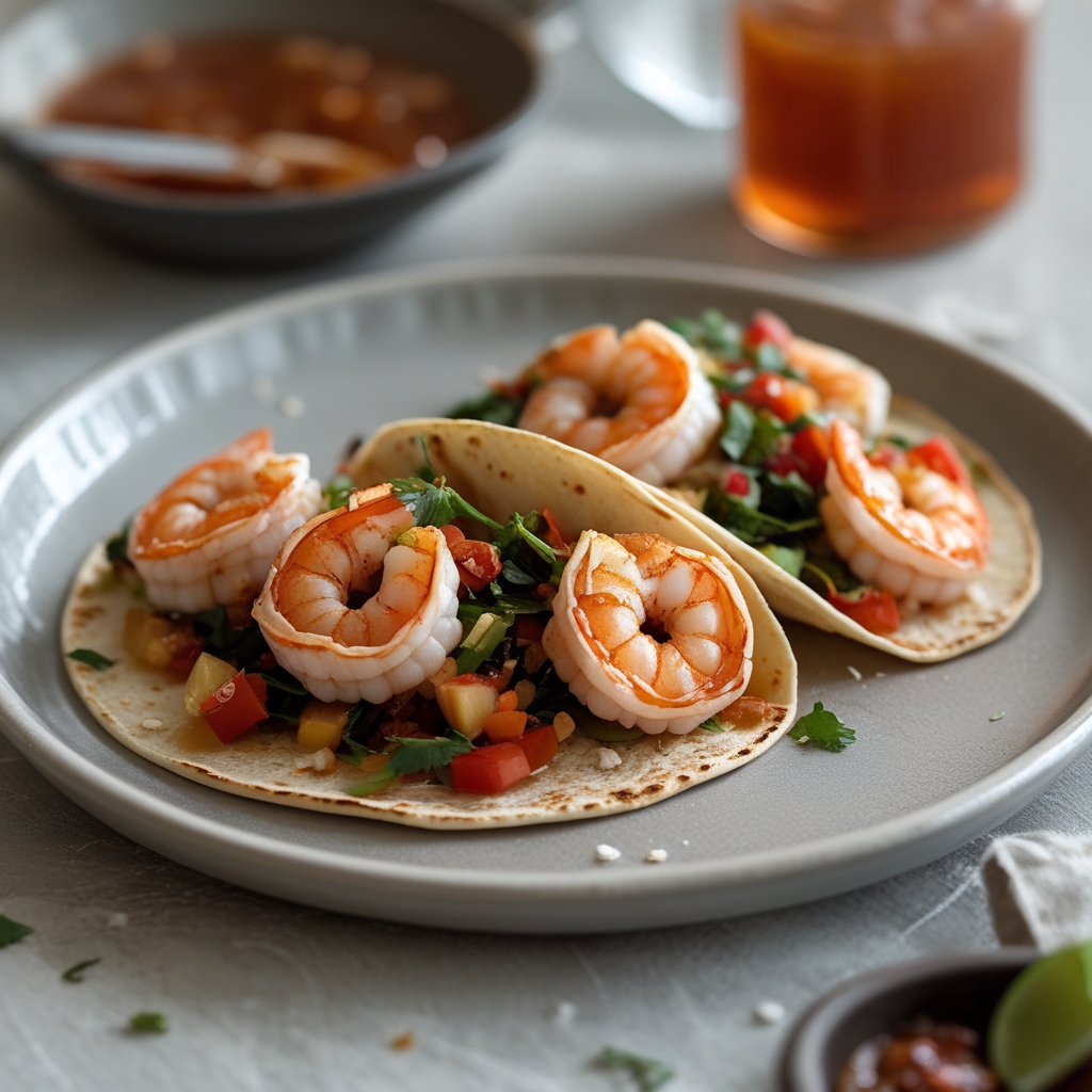 Final Honey Sriracha Shrimp Tacos with Pineapple Slaw