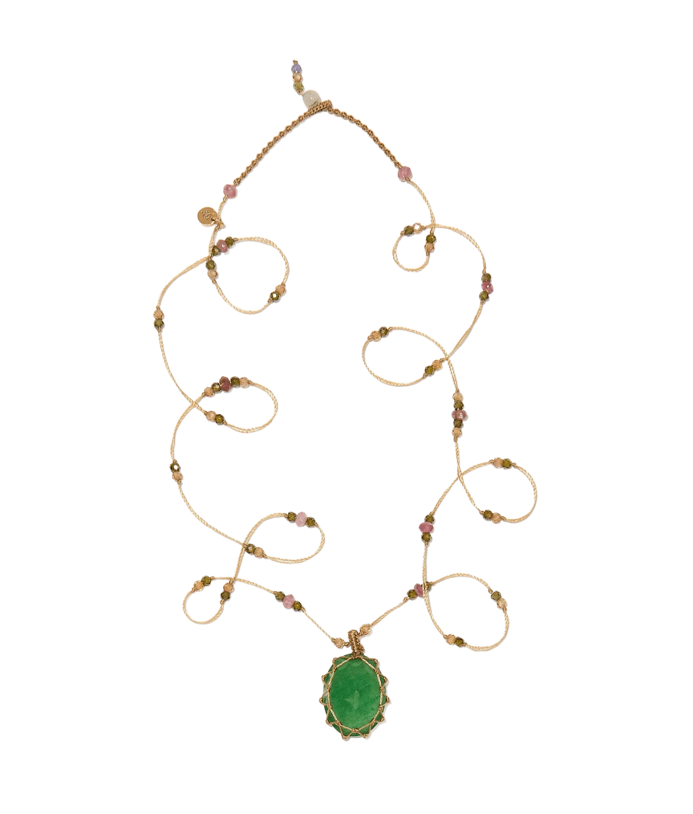 Тибетское колье Зеленый клубничный кварц