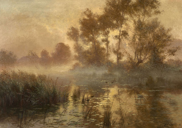 Soleil levant dans la brume