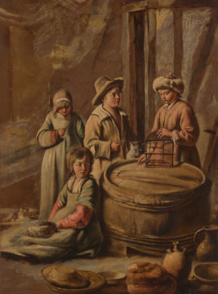 Children with a cage