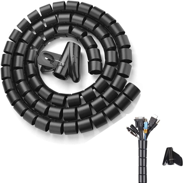 Tubo Espiral Recogecables Flexible con Clip Aplicador