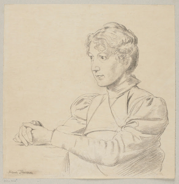 Portrait of a Young Girl with Her Hands on the Table Depicted from the Waist Up