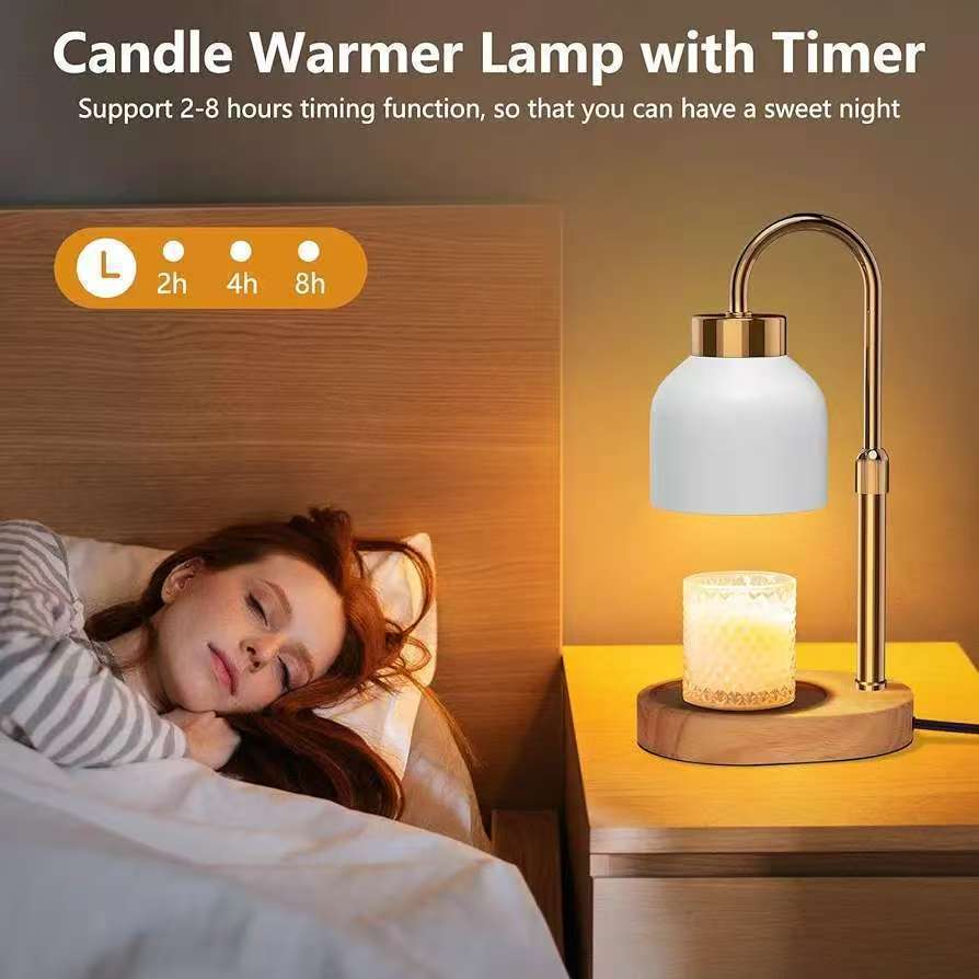 Wax Melt Table Lamp with Wooden Base