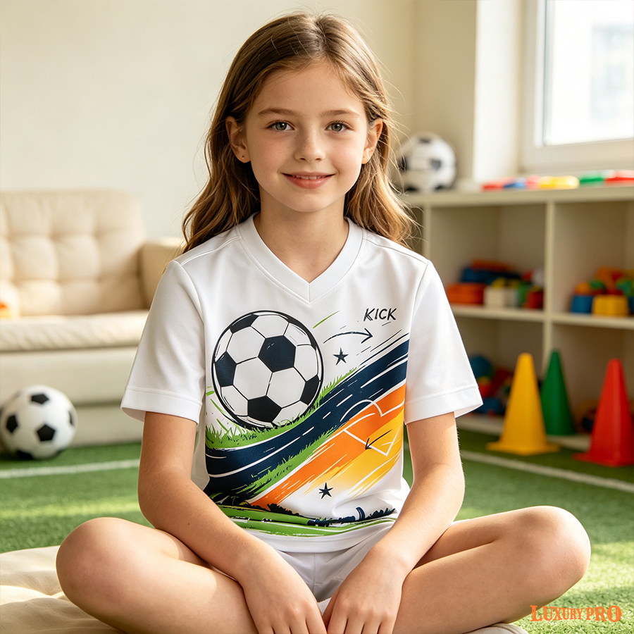 AOP MEG Children's Football V-neck Short Sleeve