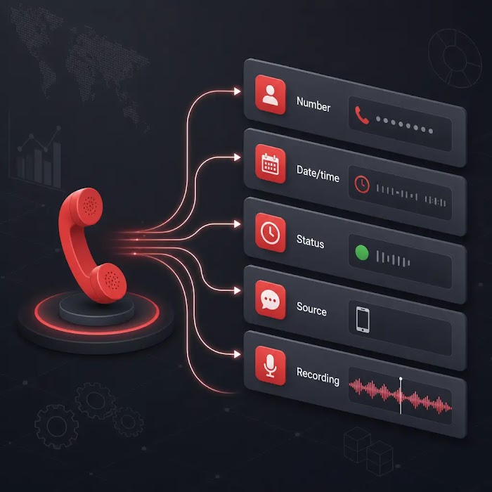 call data in CRM — Diagram of call data captured in CRM system