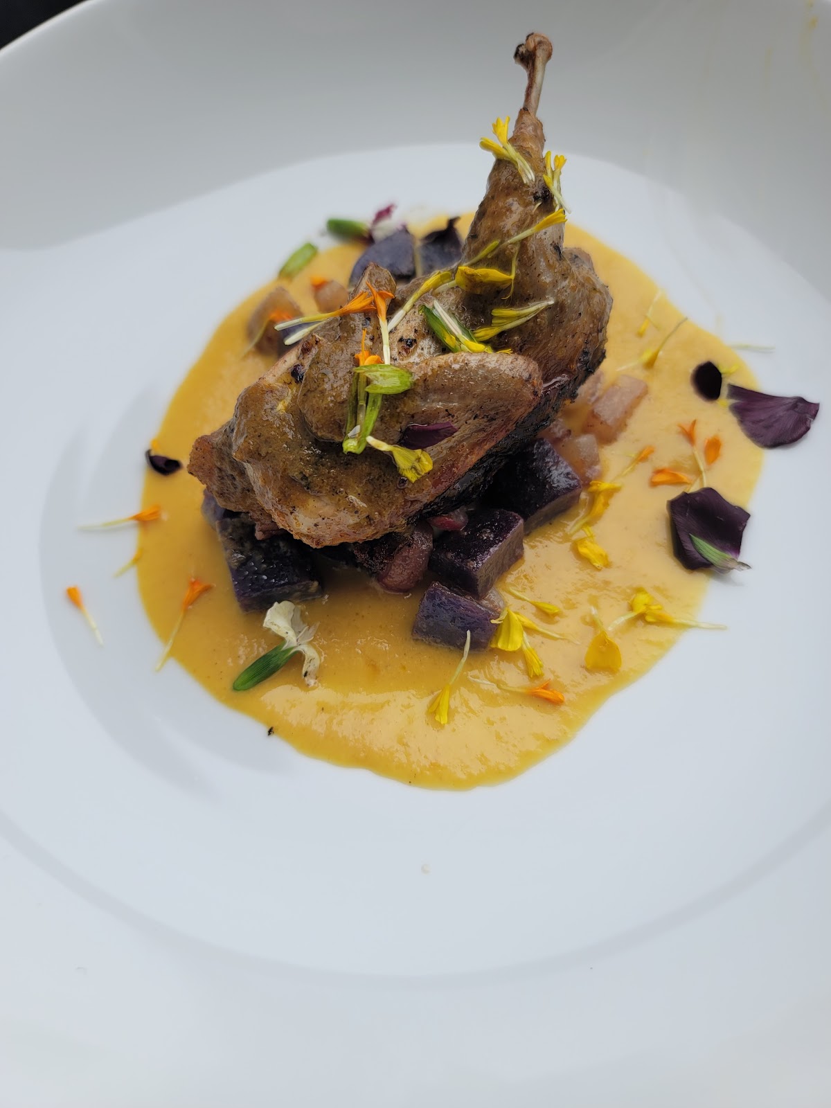 Squab with Peruvian Purple Potatoes