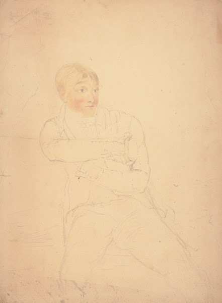 Seated young adult male figure seated facing slightly right 1809 1844
