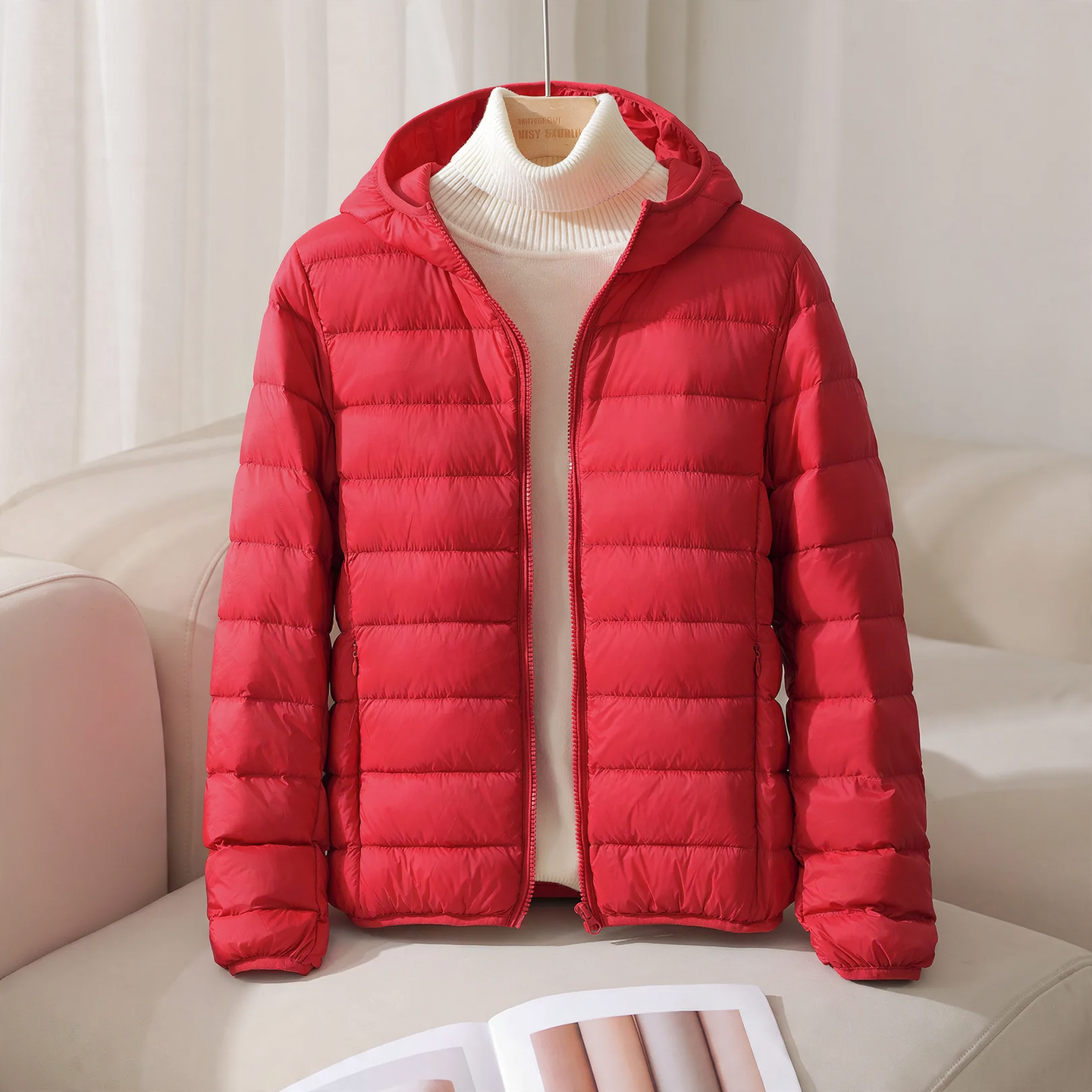 Lightweight Women's Down Jacket, Short, with Hood