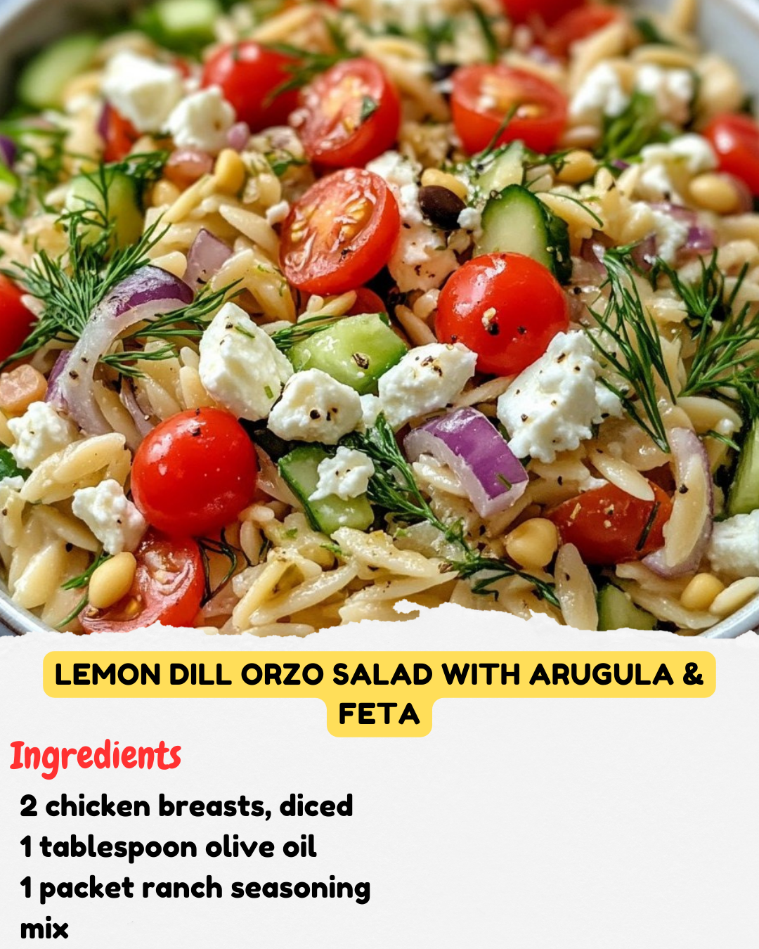 Lemon Dill Orzo Salad with Arugula & Feta