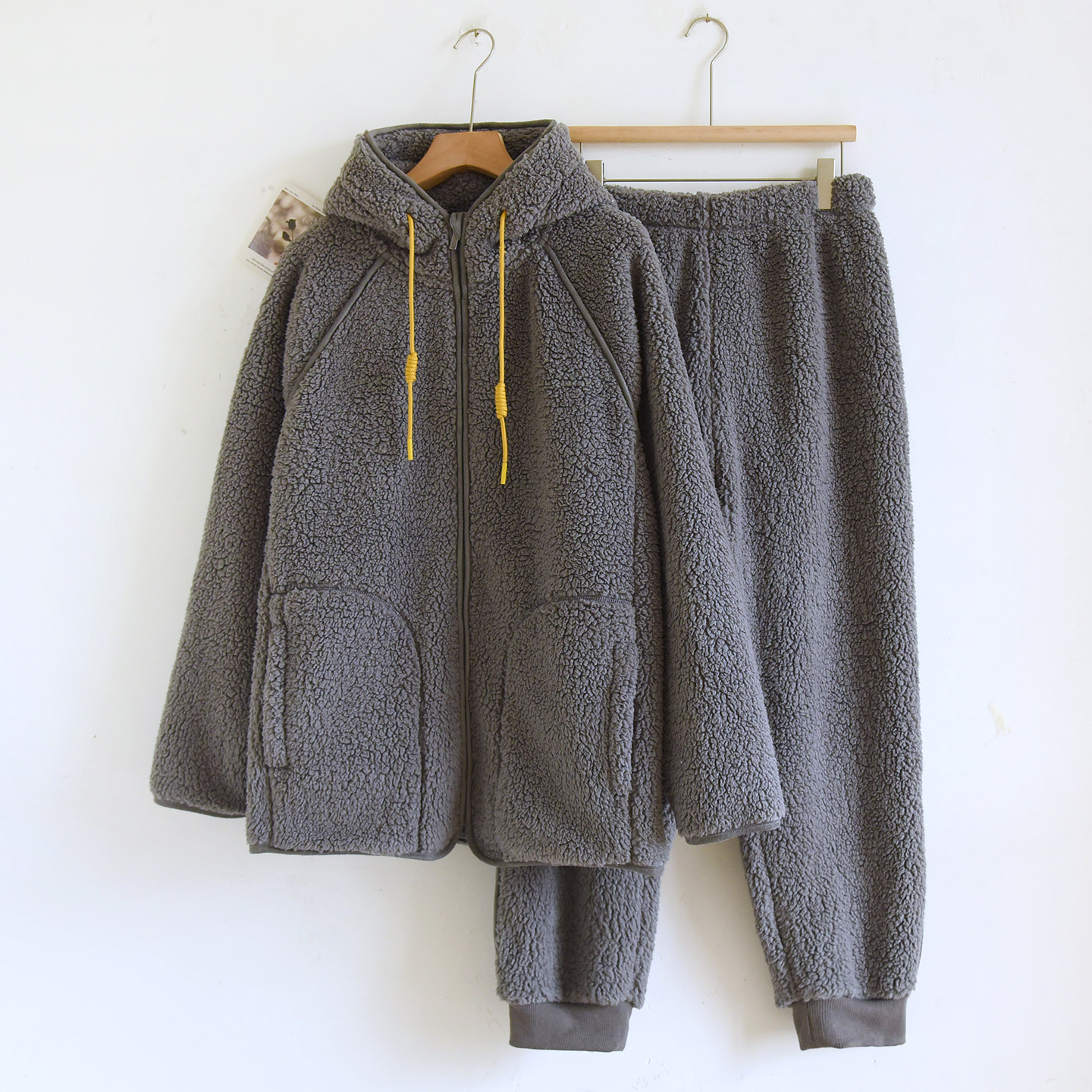 Lammfleece-Imitat Hausanzug-Set mit Kapuze für Paare