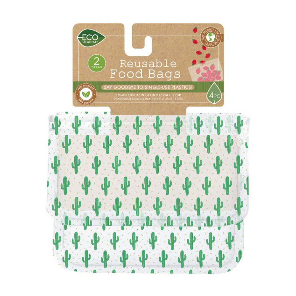 Bolsas reutilizables para alimentos Evriholder™ Cactus, 4 piezas