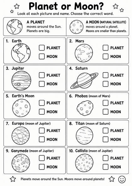 Moon or Planet Worksheet