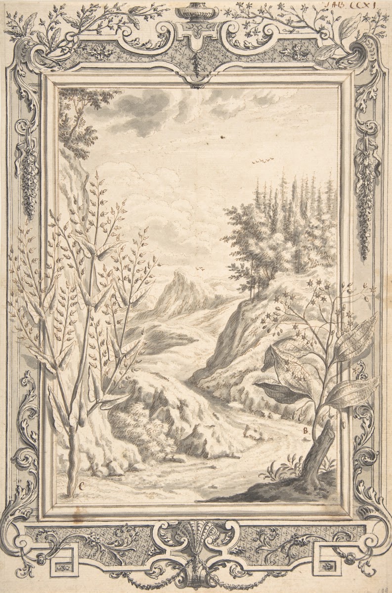 Landscape with Ornamental Frame ca 1730