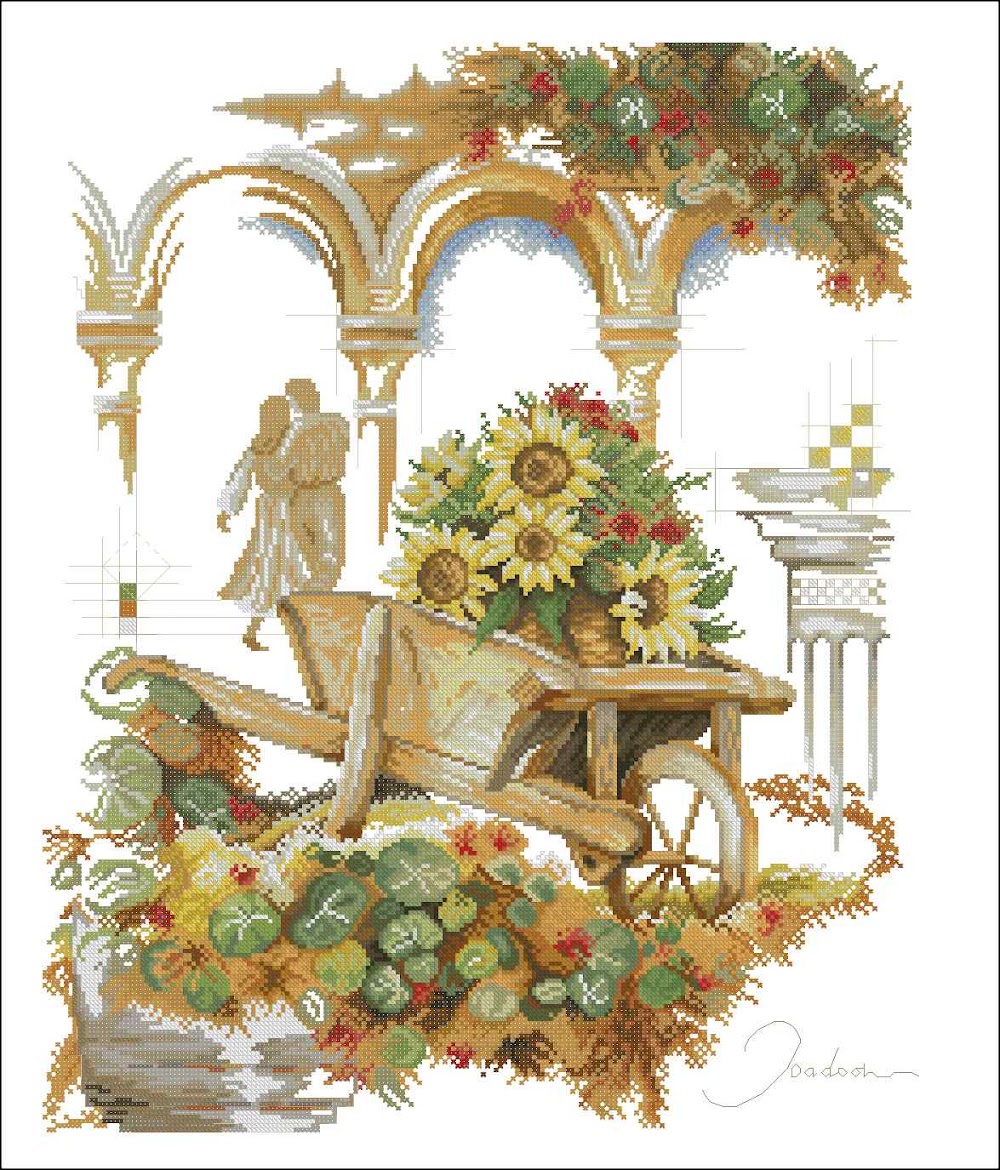CMP 170392 Wheelbarrow With Sunflowers