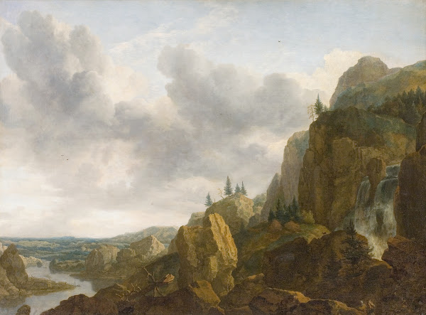 Northern Mountain Landscape with Waterfall 1647