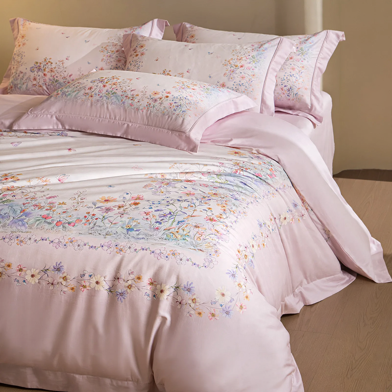 Baumwoll-Bettwäsche-Set mit Blumenmuster