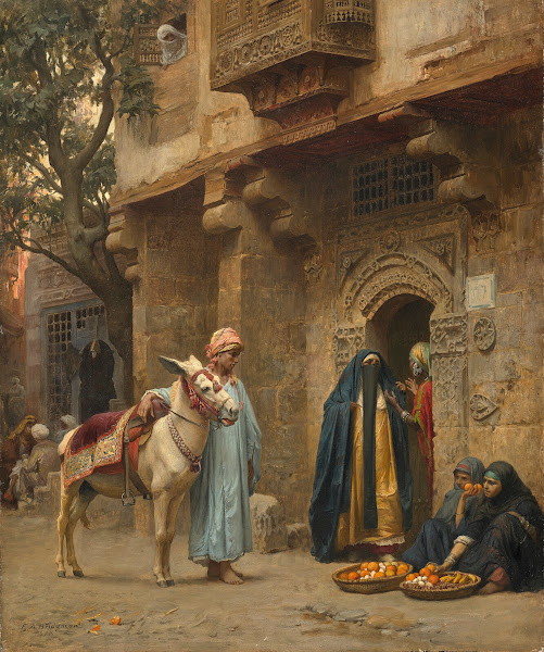 Femmes arabes devant une porte 1878