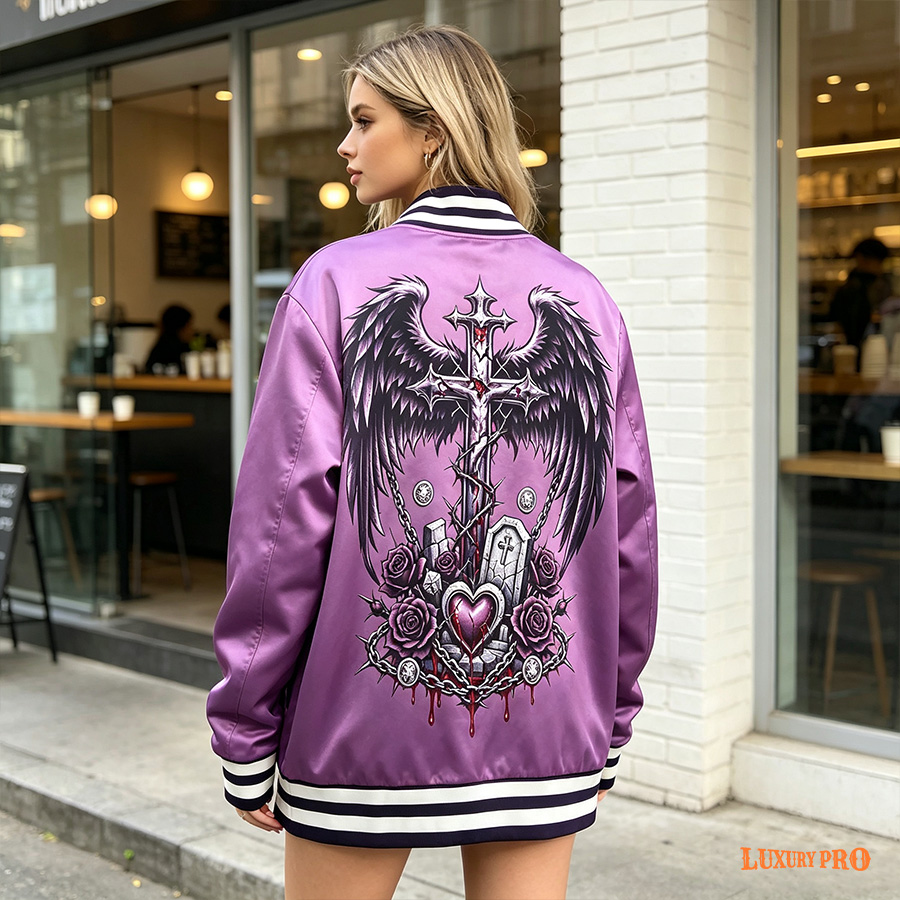 AOP Button Baseball Jacket - 250G Air Layer Fabric