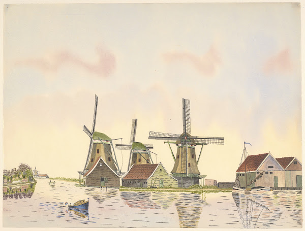 molens De Ooievaar De Windhond De Gans aan de Kalverringdijk 1930 1940