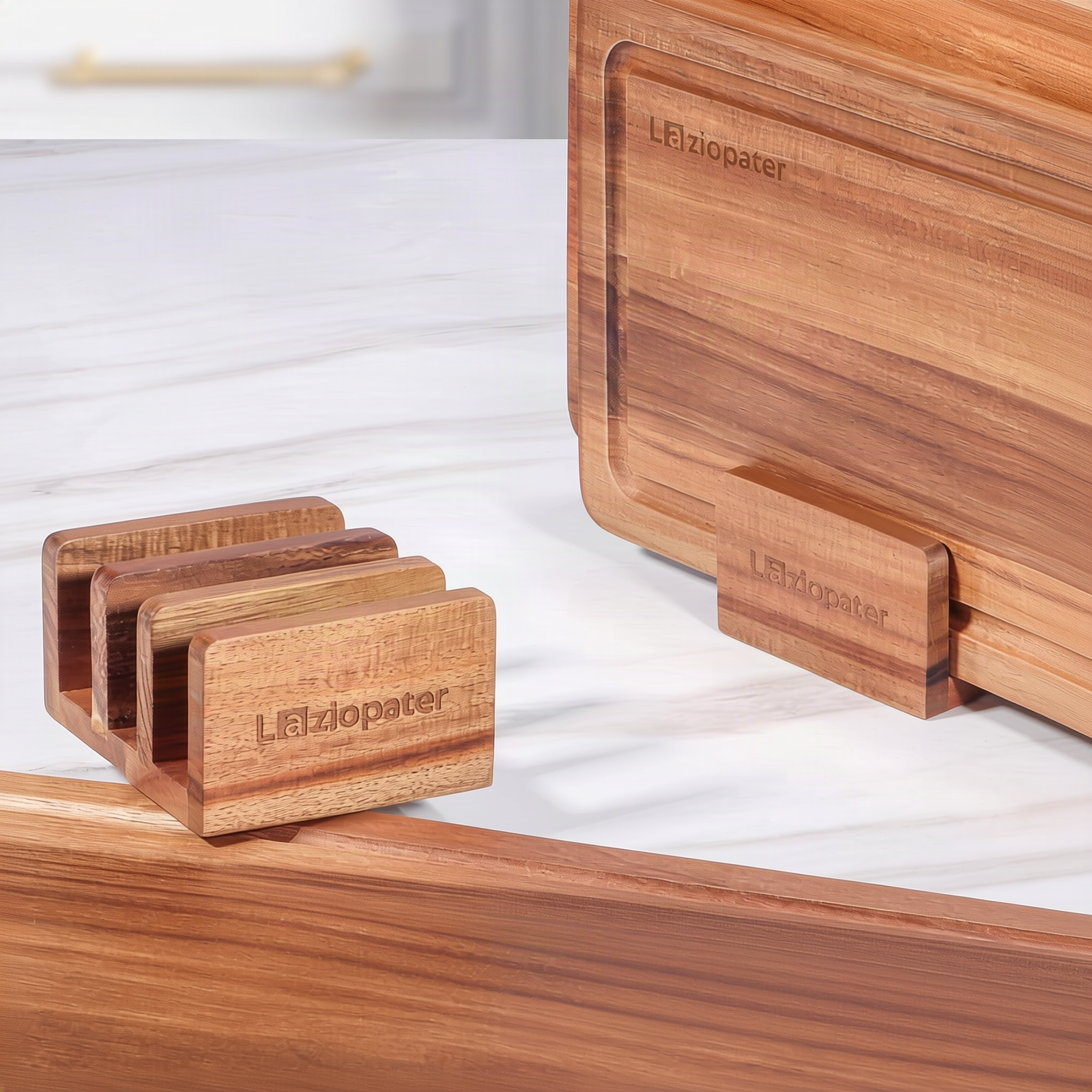 Holz-Schneidebrett, quadratisch, einzeln oder 3er-Set
