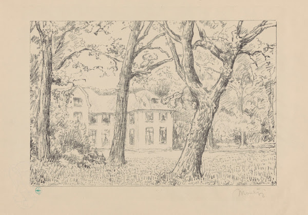 Gezicht op villa Groot Haesebroek vanuit de tuin Groot Hasebroeck 1929
