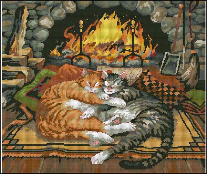 CMP 400483 Cats By The Fireplace