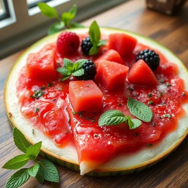 Refreshing Watermelon Pizza with Berries and Mint – Easy Homemade Summer Dessert finished