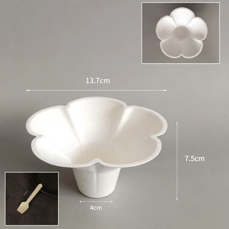 Disposable paper cup, flower shape, biodegradable