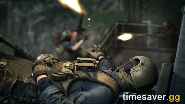 WARDOGS firefight at a fortified sandbag position with suppressing fire, from the official launch trailer