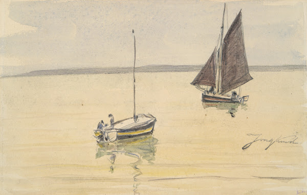 Two Fishing Boats on Calm Water mid to late 19thcentury