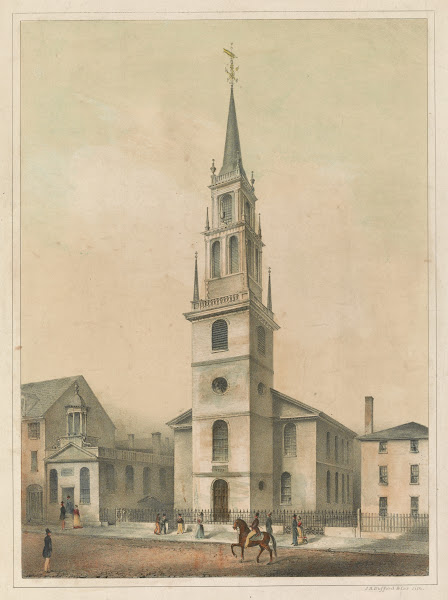 Christ Church Boston  erected AD 1723  this church contains the first ring of be