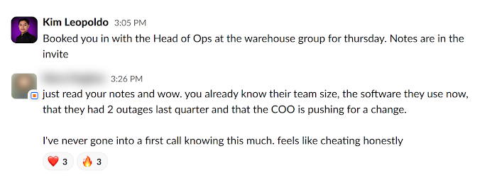 Client message in Slack