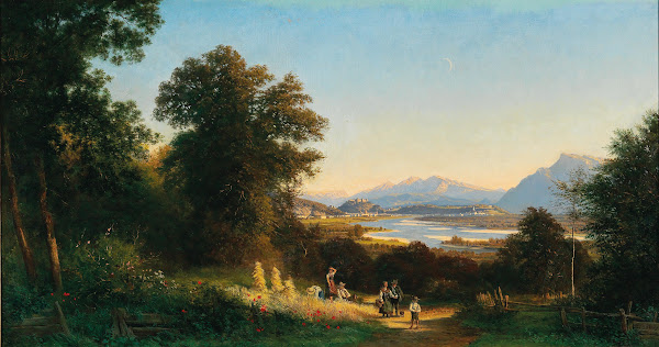 View of Salzburg as seen from Bergheim near Plein