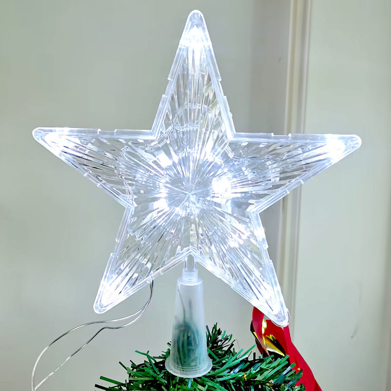 Transparenter LED-Weihnachtsbaum-Spitzenstern, batteriebetrieben