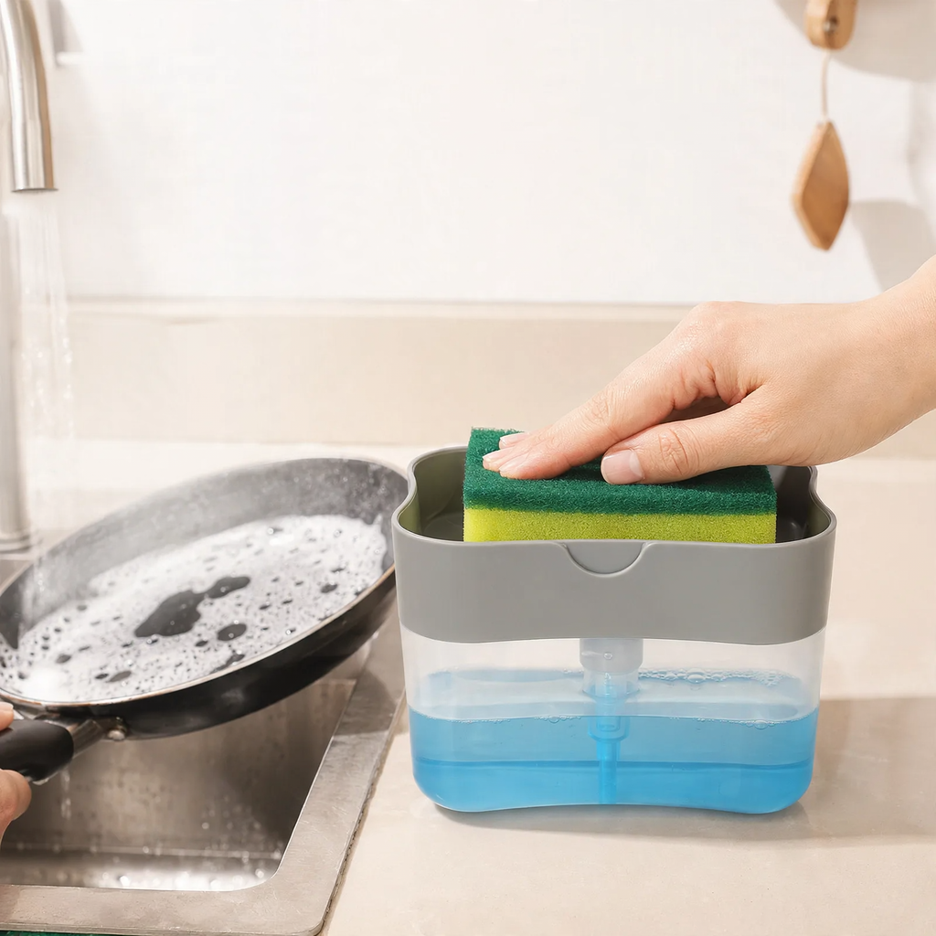 2-in-1 Dish Brush Holder with Soap Dispenser