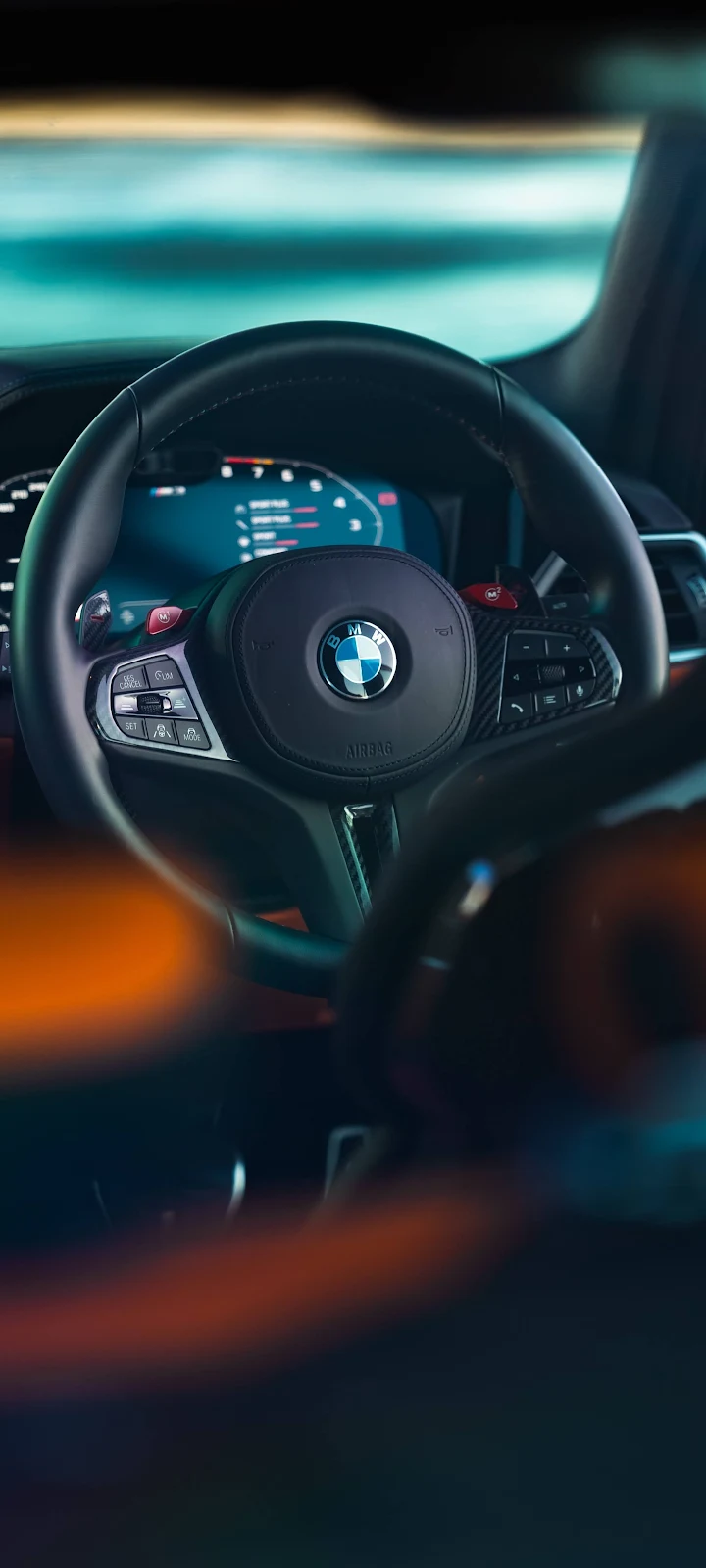 BMW M Series Steering Wheel - Automotive Photography 2K iPhone Wallpaper (2054x4562)