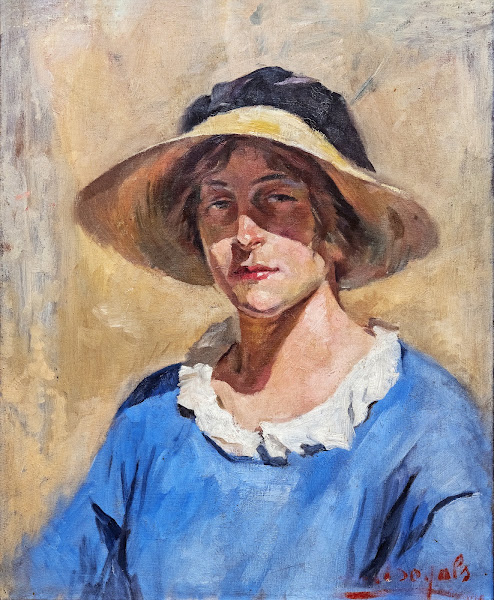 Self portrait with a straw hat