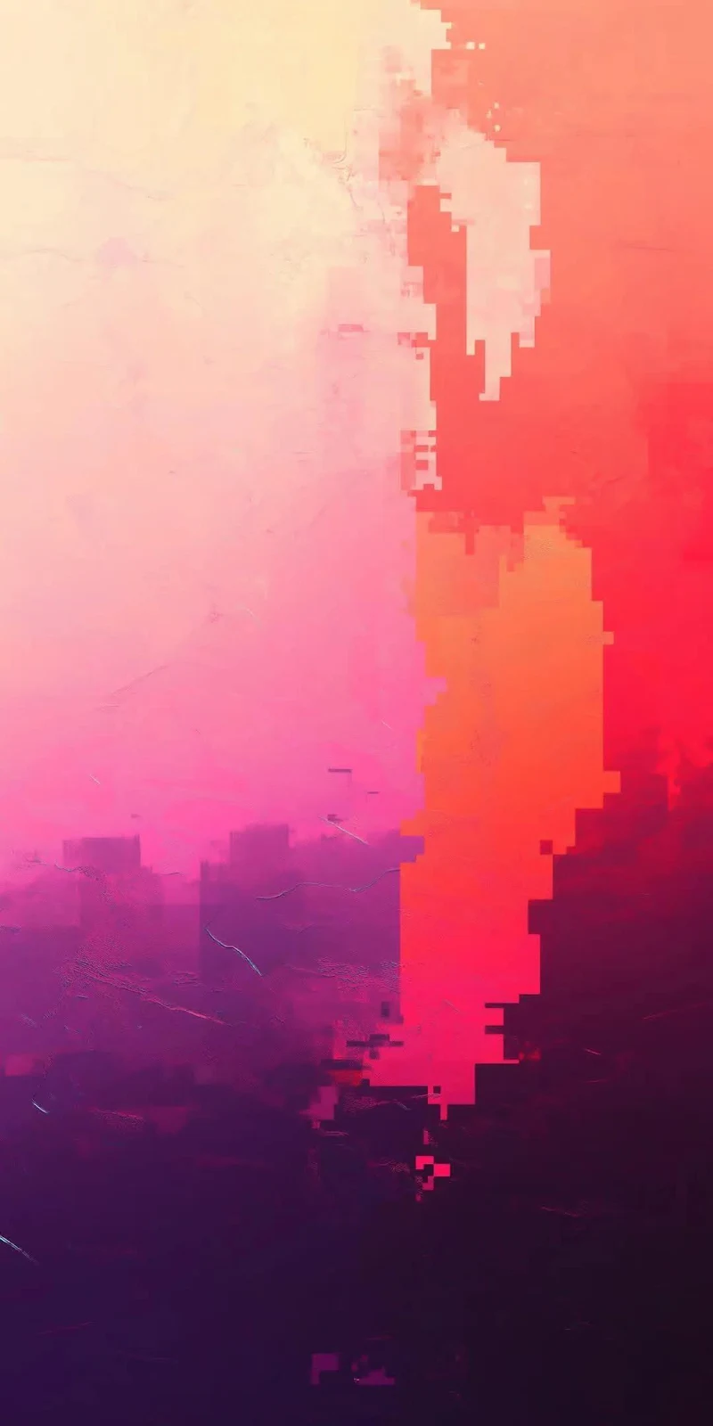 Abstract Digital Glitch Landscape - Digital Art Full HD iPhone Wallpaper (1080x2160)