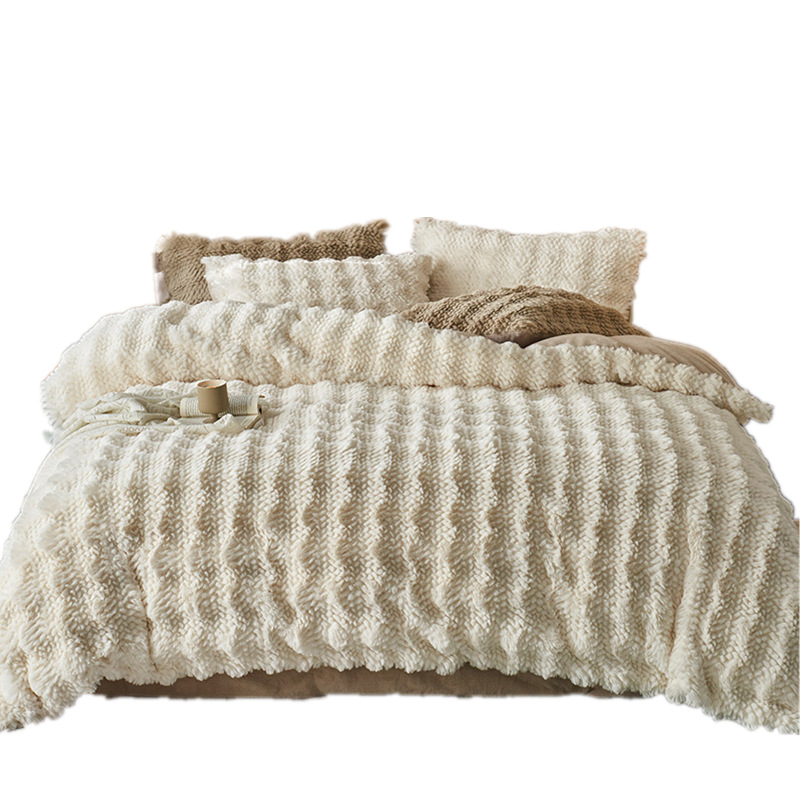 High-quality rabbit fur fleece bedding set