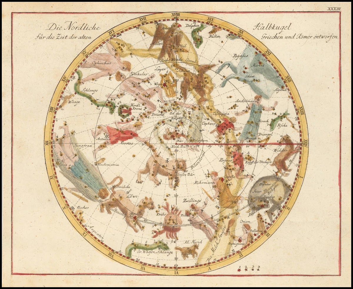 Die Nördliche Halbkugel für die Zeit der alten Griechen und Römer entworfen 1805
