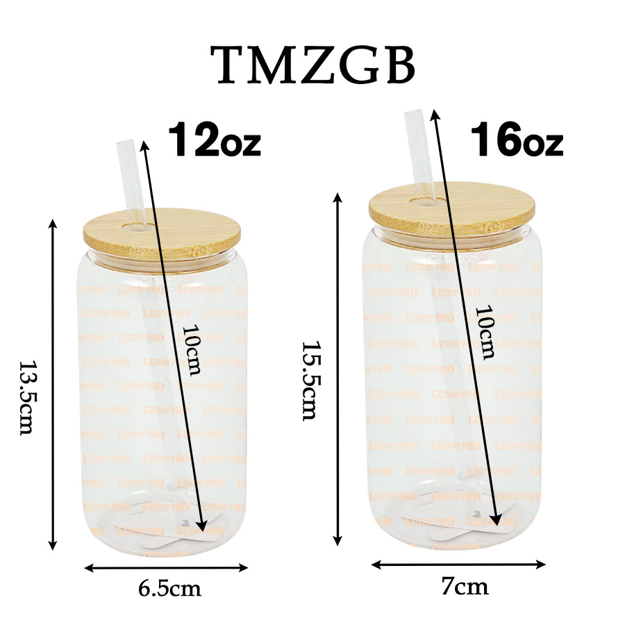 Clear Cup with Bamboo Lid - Heat Transfer Printing