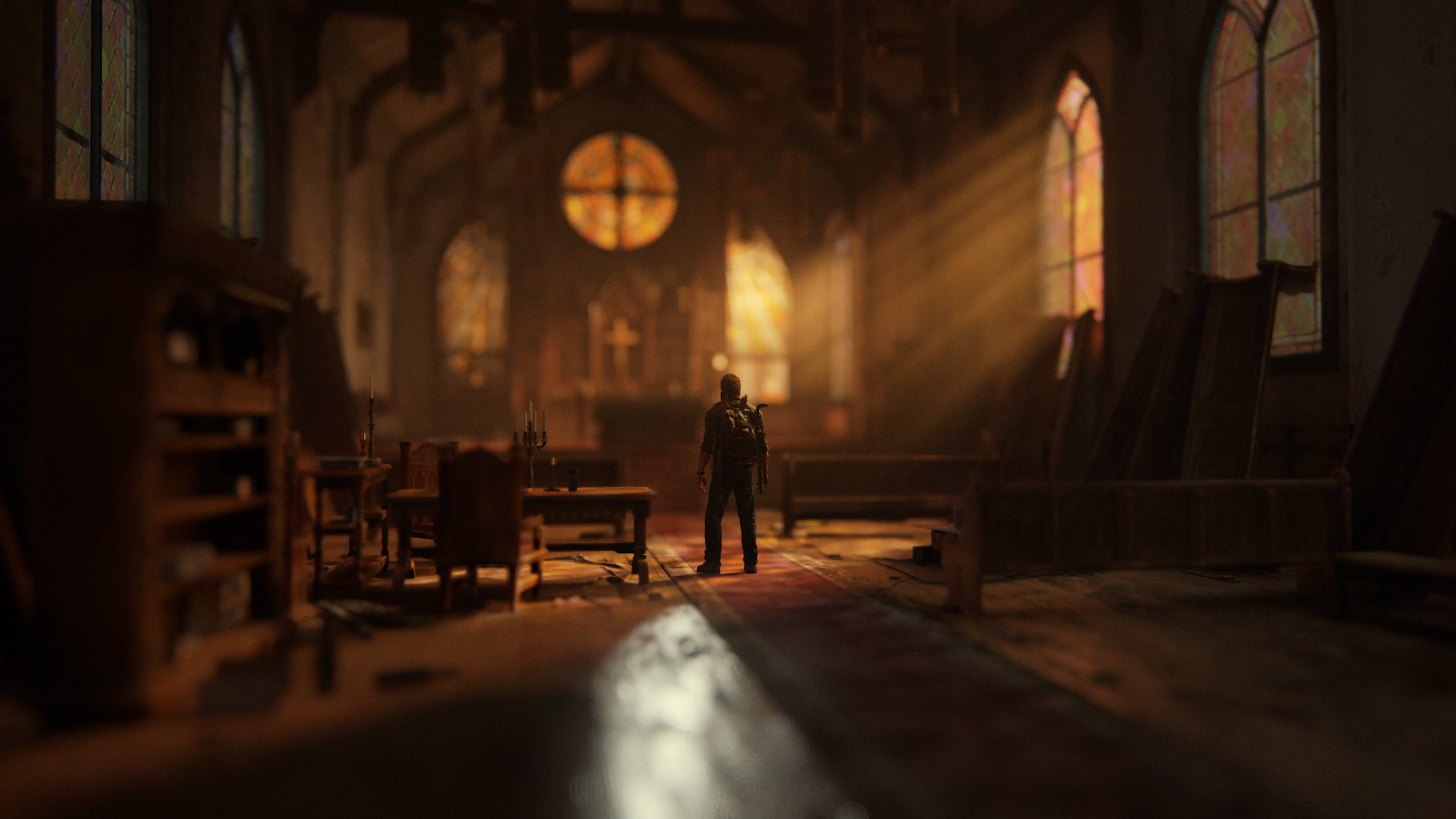 The Last Of Us Church Scene - Digital Game Art 4K Wallpaper (3840x2160)