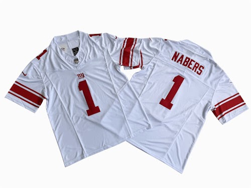 Men's New York Giants 1# Malik Nabers Nike White Vapor F.U.S.E. Limited Jersey.jpeg