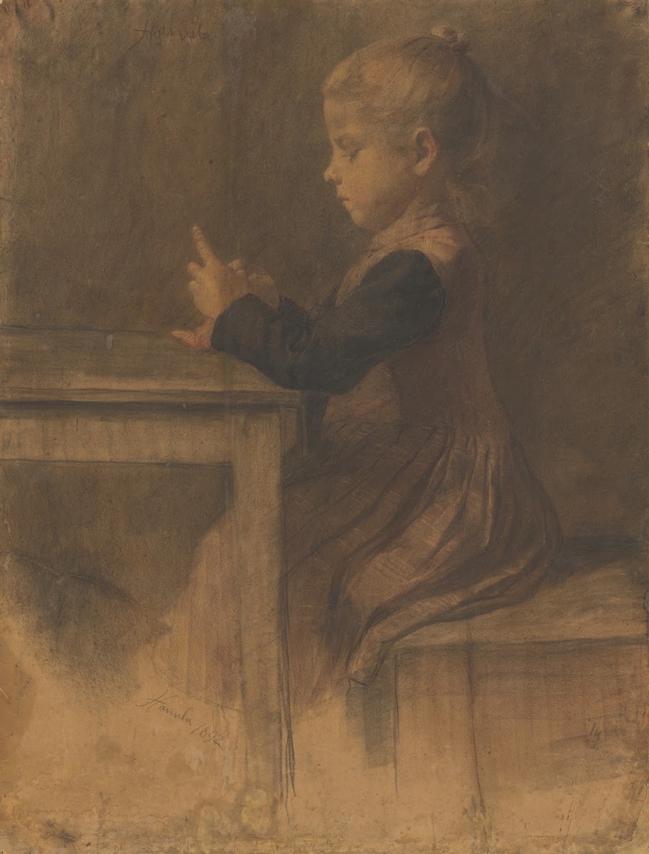 Girl Knitting 1892