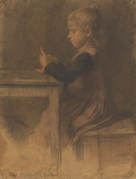 Girl Knitting 1892