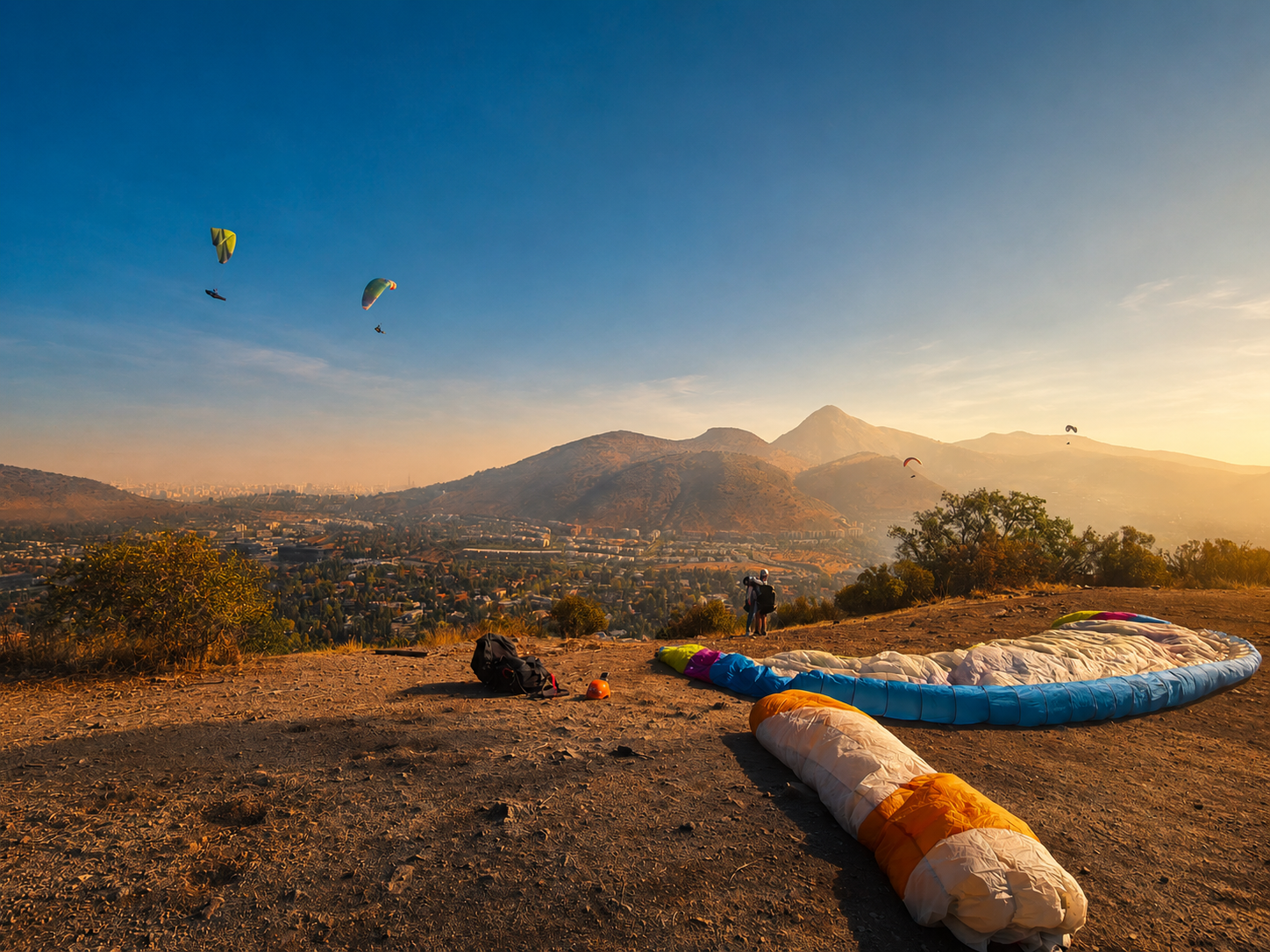 Despegue Cerro del Medio - parapentes sobre La Dehesa