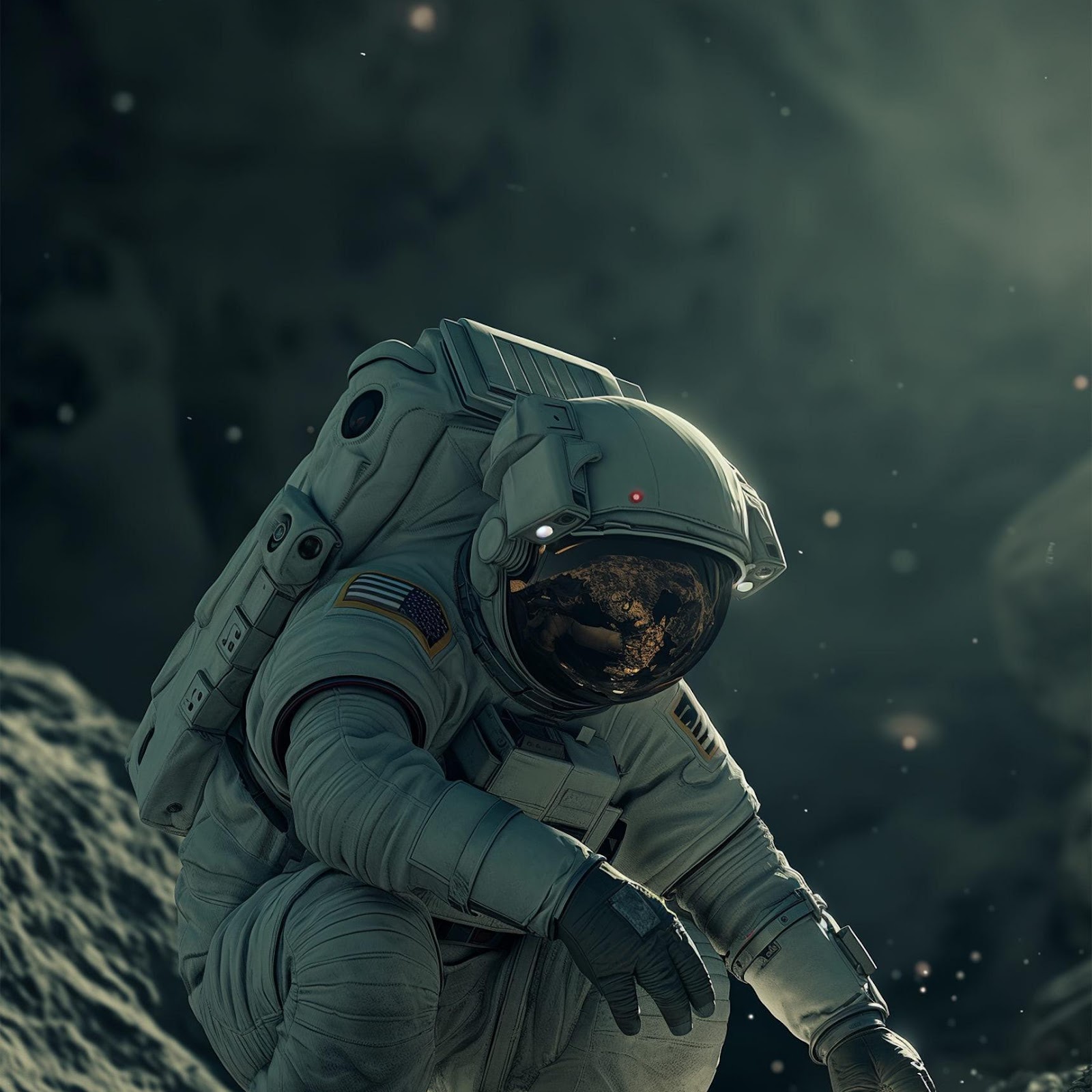 Download Astronaut Examining Lunar Surface 2K iPhone
