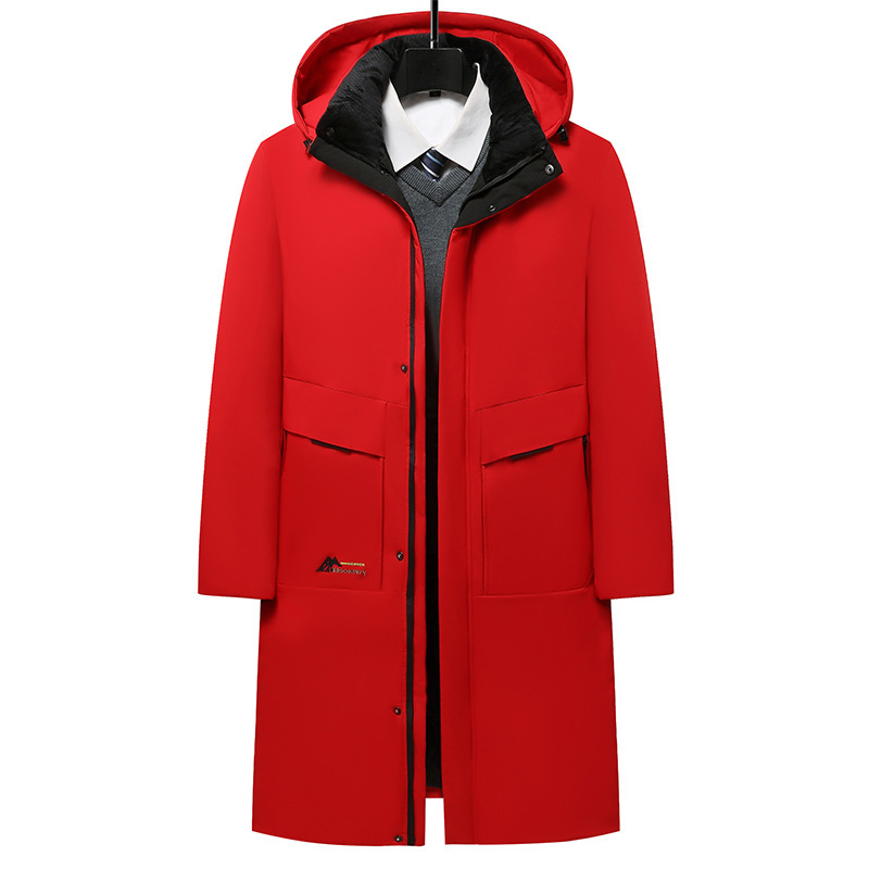 Long men's winter jacket with removable collar
