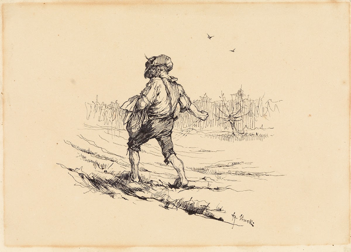 Der Monat März Sähmann auf dem Feld aus der Zeit des Siegfrid Kalenders ca 1880